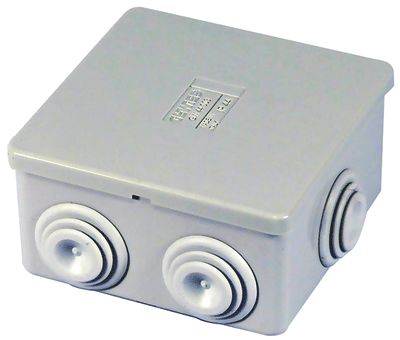 Installationsbox med genomföringar IP44 80x80x40mm grå