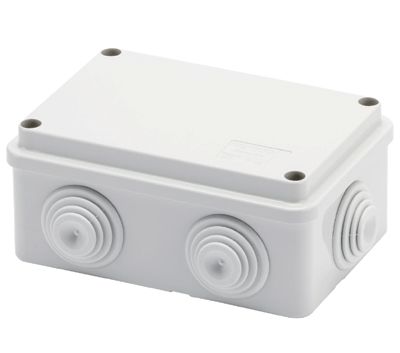 Installationsbox med genomföringar IP55 120x80x50mm grå
