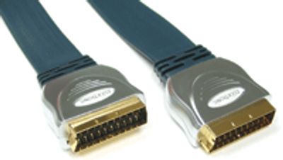 SCART-anslutningskabel, förgylld, alla anslutna 10m