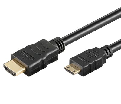 HDMI/mini-HDMI-anslutningskabel Full-HD/3D svart 2m