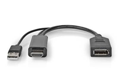 Adapter HDMI-hane/Displayport-hona 4K/Ultra-HD 0,25m svart