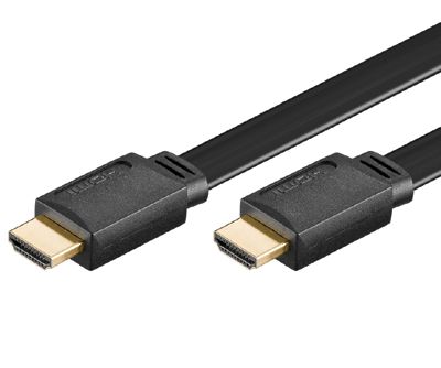 HDMI-anslutningskabel flat Full-HD Ethernet/3D svart 2m
