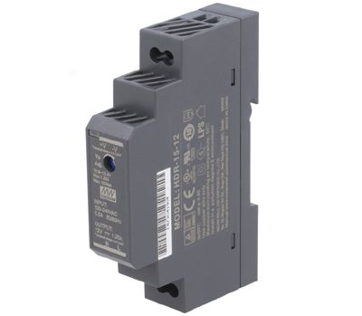 Strömförsörjning för hakmaskin DIN-skena 12Vdc 1,25A 15W (HDR-15-12)