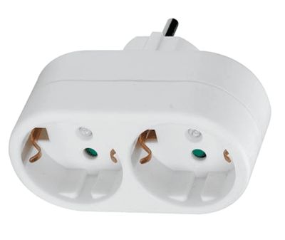 Schuko-förgreningskontakt 2-delad