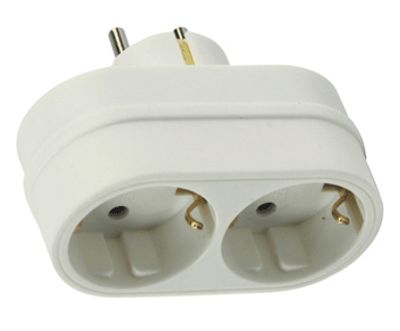 Schuko-förgreningskontakt 2-delad