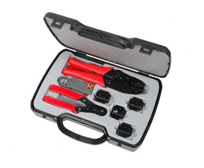 Krymptångsats för koaxialkontakter