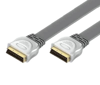 SCART-anslutningskabel platt förgylld 5m *
