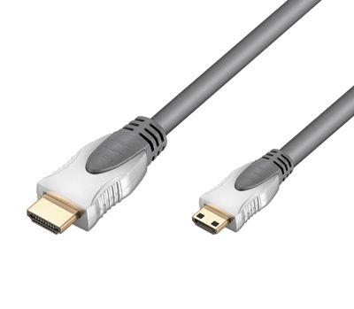 HDMI/mini-HDMI-anslutningskabel Ultra-HD/3D grå 1,5m *