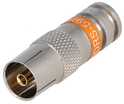 IEC-kontakt pressad (compression) hona RG-59U (PCT-DRS-59IF-NT)