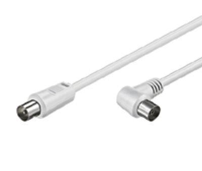 IEC-antennkabel med vinklad kontakt 5m vit