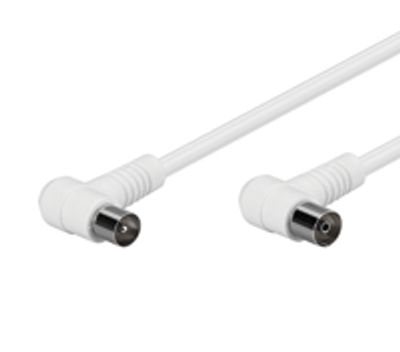 IEC-antennkabel med vinklade kontakter 2,5m vit