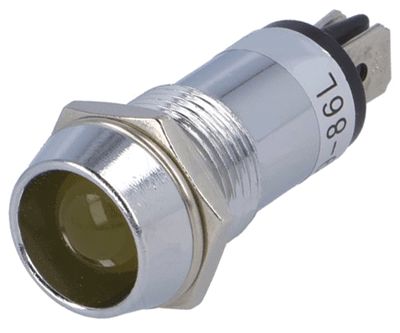 LED-indikatorlampa 12Vdc gul 14mm