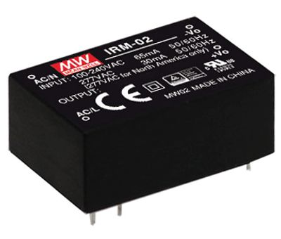 Strömkälla för hackare till kretskort 230Vac/12Vdc 167mA 2W