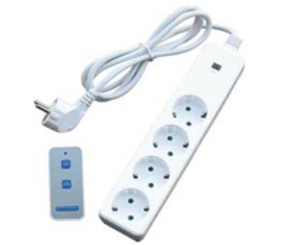 Fjärrstyrd Schuko-förlängningssladd 4-delar 3500W 1,5m (Trådlös LC-serie)