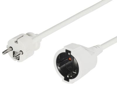 Schuko-förlängningskabel vit 3m