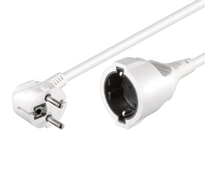 Schuko-förlängningssladd vit 2m