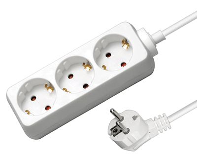 Schuko-förlängningsuttag 3-delad 5m