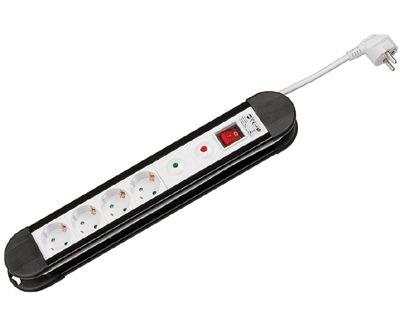 Schuko-förlängningsuttag med strömbrytare/överspänningsskydd 4-vägs 1,4m
