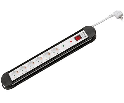 Schuko-förlängningsuttag med strömbrytare/överspänningsskydd 6-vägs 1,4m