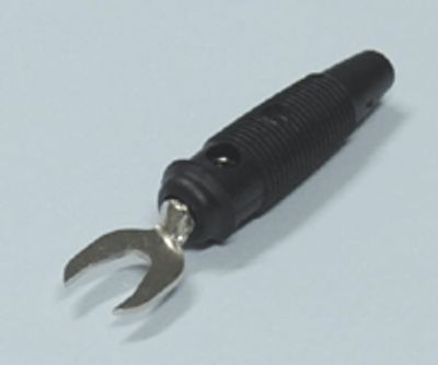 Gaffelkontakt med skruvanslutning 7 mm svart