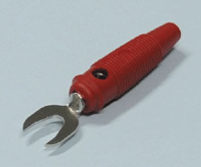 Gaffelkontakt med skruvanslutning 7 mm röd