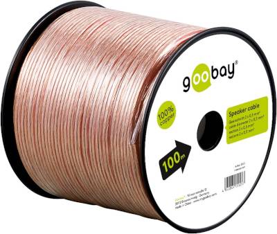 Högtalarkabel 2x0,5mm² klar CU 100m/rulle