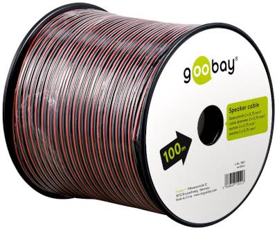 Högtalarkabel 2x0,75mm² röd/svart CCA 100m/rulle