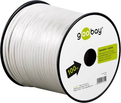 Högtalarkabel 2x0,75mm² vit CCA 100m/rulle