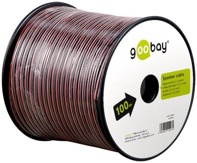 Högtalarkabel 2x1,5mm² röd/svart CCA 100m/rulle Högtalarkabel 2x1,5mm² röd/svart CCA 100m/rulle