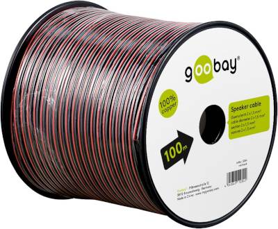 Högtalarkabel 2x1,5mm² röd/svart CU 100m/rulle Högtalarkabel 2x1,5mm² röd/svart CU 100m/rulle