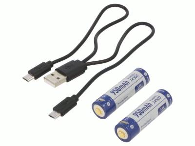 Li-Ion-batteri med USB-laddning AA/R6 3,6V 950mAh 2 st./förp (P1495U)