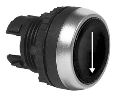 Knappmekanism, återställande, svart / vit pil nedåt