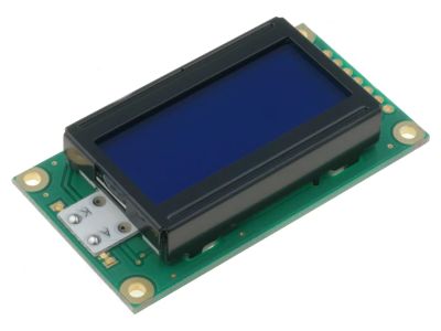 LCD-skärm ASCII 2x8 tecken med blå bakgrundsbelysning