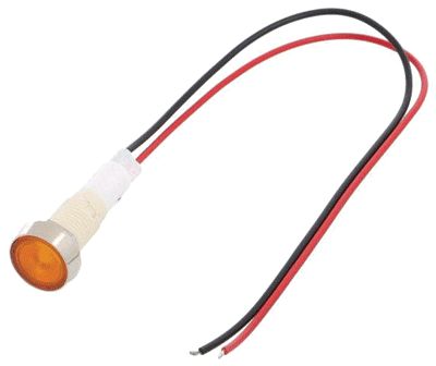 LED-skyltlampa med kablar 12Vac/dc orange 10mm (IND10P-12Y-W)