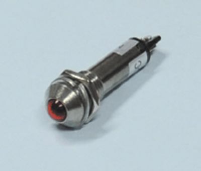 LED-indikatorlampa 12Vdc röd 8mm
