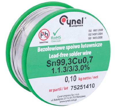 Blyfri lödtenn Sn99,3/Cu0,7 2,0mm 100g
