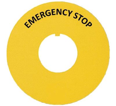 NÖDSTOPPSkylt 80mm för L21-seriens strömbrytare på engelska (LWE00300)