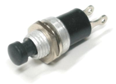 Tryckknapp, självåterställande 1xAV-(PÅ), 1A 125V, svart