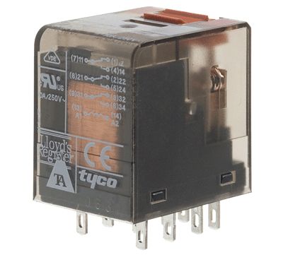 Effektrelä 4 växlande kontakter 230Vac 6A