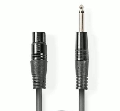 Ljudanslutningskabel 6,3 mm monoplugg/XLR-hona 1,5 m