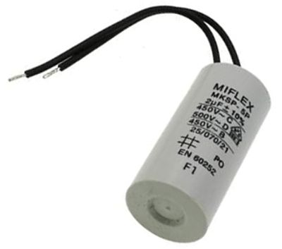Motorkondensator med kablar 2uF 450Vac