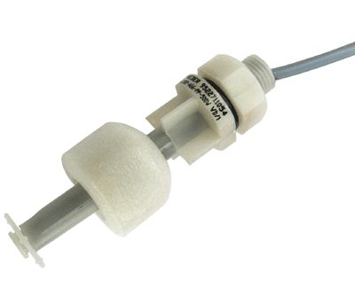 Vätskenivåsensor (polypropen) stängande 200Vac/dc 0,5A
