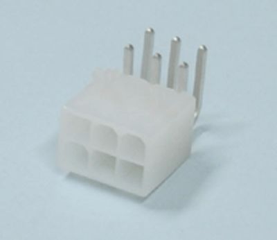 Chassikontakt för kretskort Mini-Fit hane vinklad 6-pol.