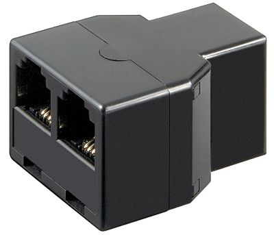 Modulär kontaktfördelare 6/4-polig (RJ12/2xRJ11) hona/hona/hona svart