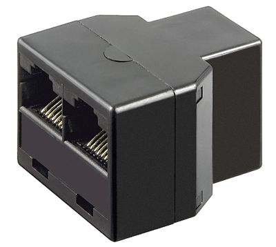 Modulär kontaktfördelare 8/8-polig (RJ45) hona/hona/hona svart