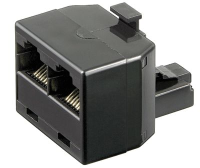 Modulär kontaktfördelare 8/8-polig (RJ45) hane/hona/hona svart