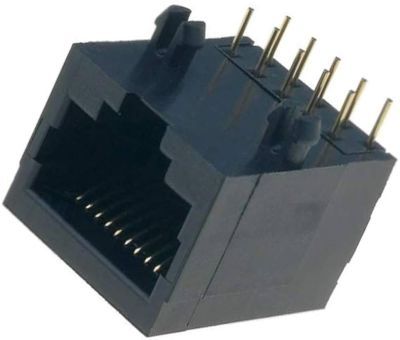 Modulär chassikontakt för kretskort, vinkelmodell 10/10-polig (RJ50)