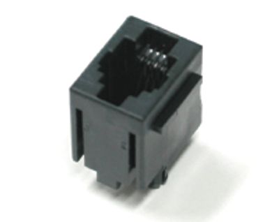 Modulär chassikontakt för kretskort, vertikal modell 4/4-polig (RJ22) * Modulär chassikontakt för kretskort, vertikal modell 4/4-polig (RJ22) *