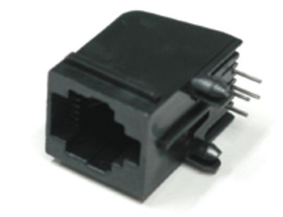 Modulär chassikontakt för kretskort, vinklad modell 6/4-polig (RJ11)