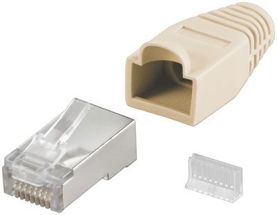 Modulär kontakt med böjskydd 8/8-polig (RJ45) beige * Modulär kontakt med böjskydd 8/8-polig (RJ45) beige *